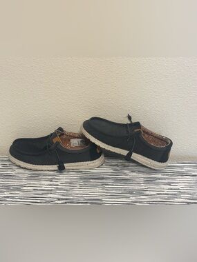 Hey Dude Women's Slip-On Flats in Black with Cream Sole